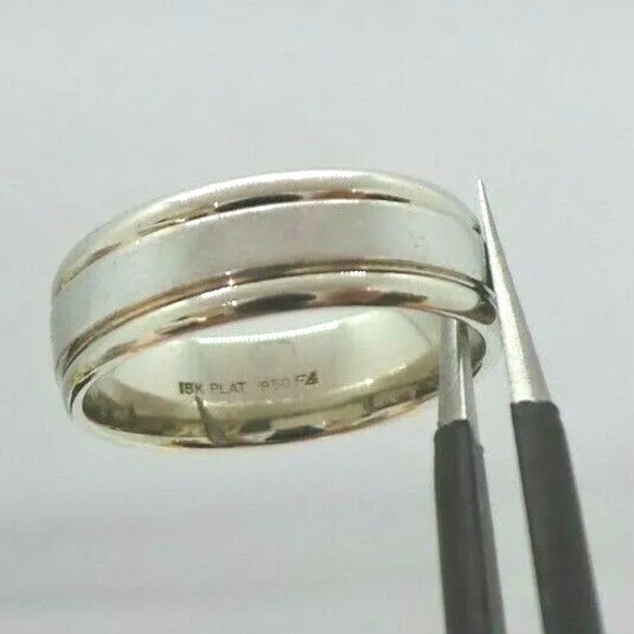 18K WHITE GOLD AND .950 PLATINUM MEN'S BAND RING - Picture 9 of 13